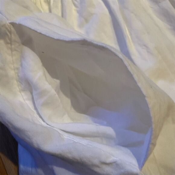 Beach Lunch Lounge Women's White Midi Dress L Short Puff Sleeve Square - Picture 10 of 10